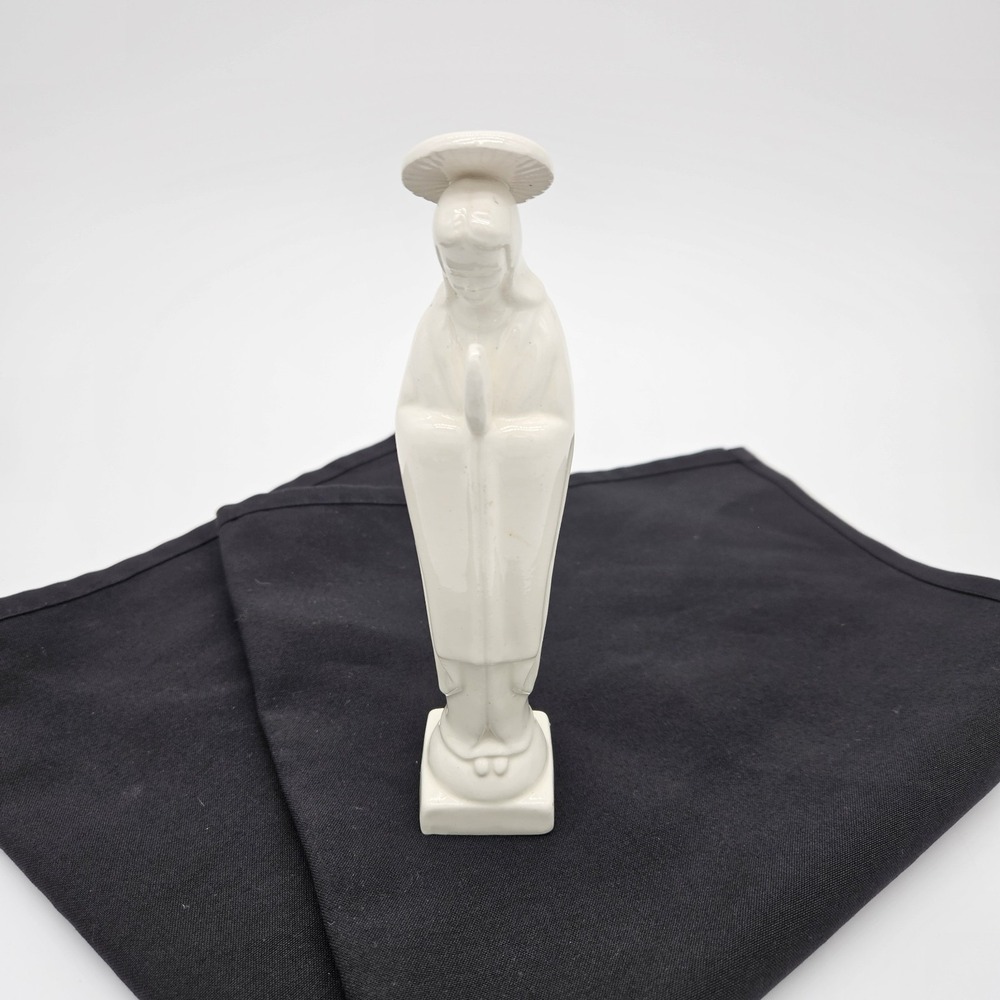 Vintage Rubens Ceramic Praying Virgin Mary Madonna White Bud Vase Figure Japan